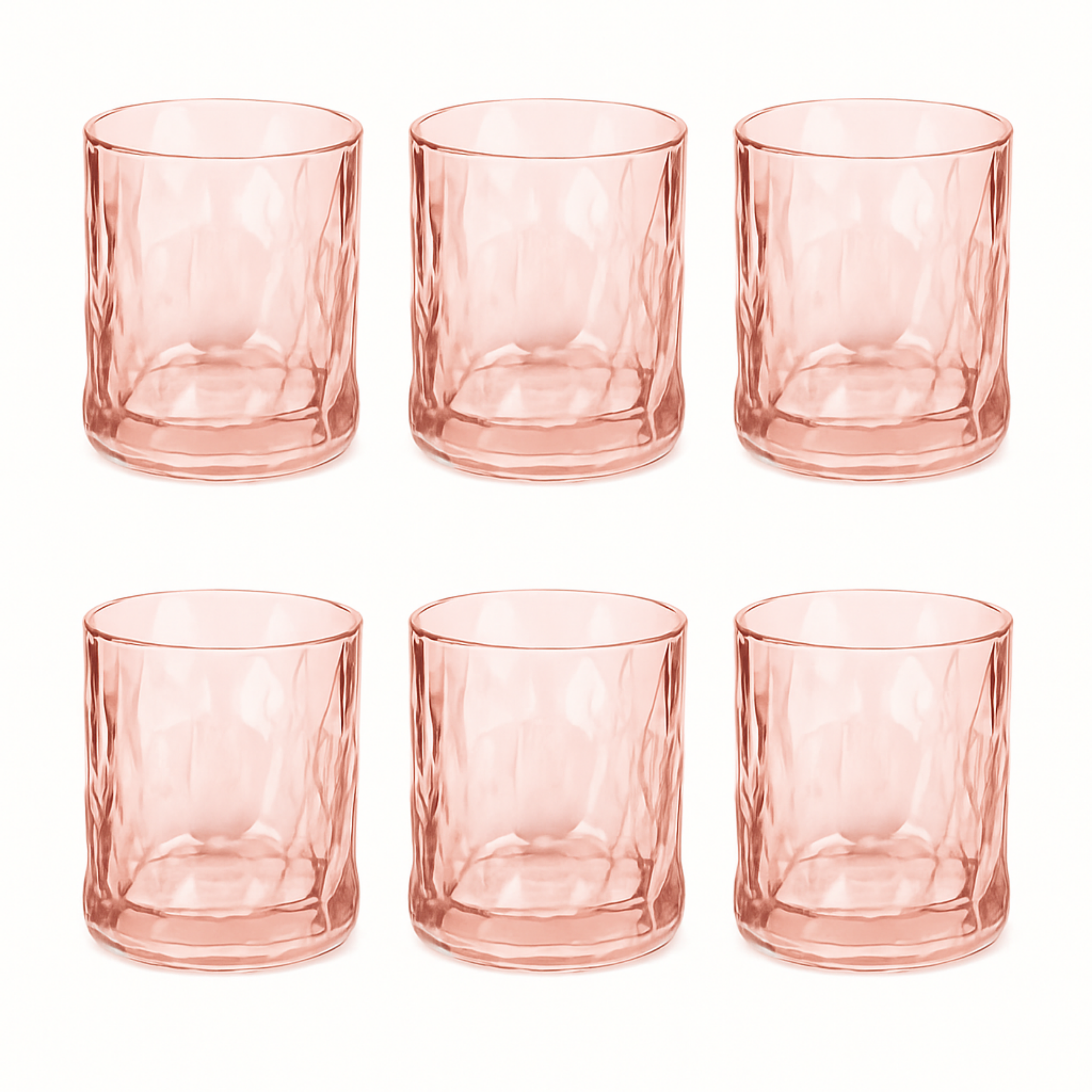 roze waterglazen 250 ml Koziol Club No. 2 – set van 6 stuks op witte achtergrond