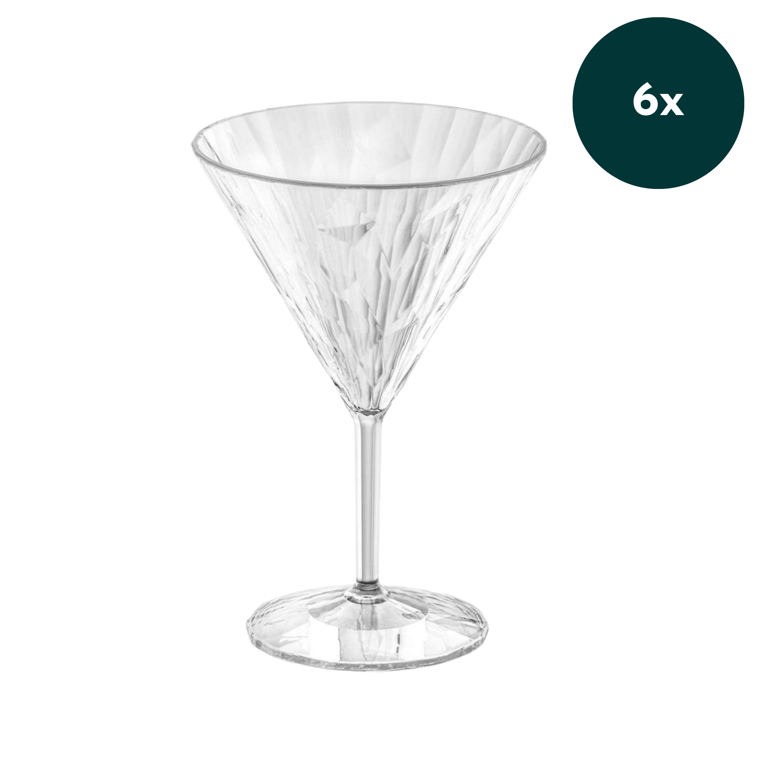 Transparant cocktailglas van 250 ml uit de Koziol Superglas Club No. 12 collectie – duurzaam, breukvrij en vaatwasserbestendig, set van 6.