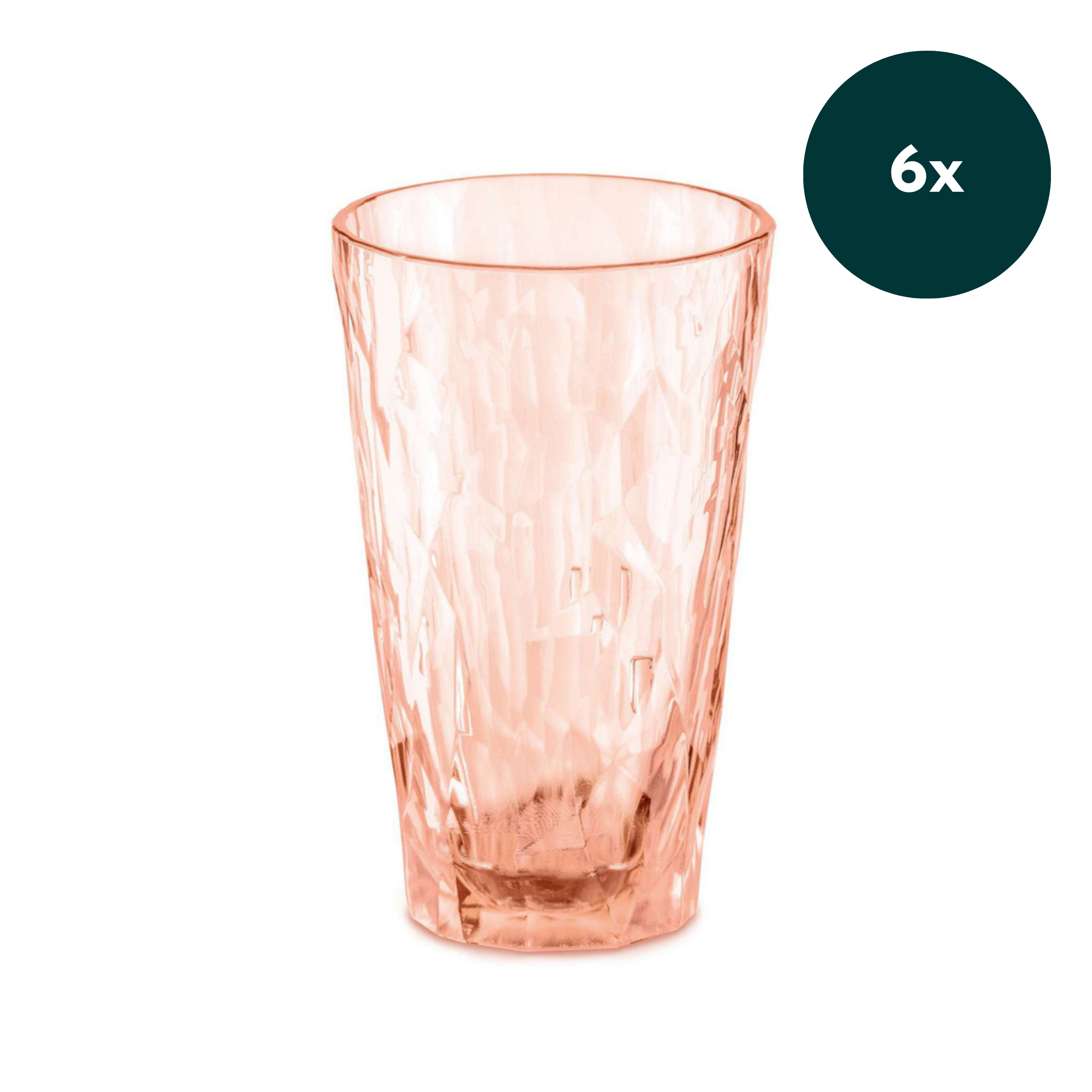 Koziol oranje drinkglas 300 ml met reliëfstructuur – onderdeel van 6-delige set, duurzaam en breukvrij