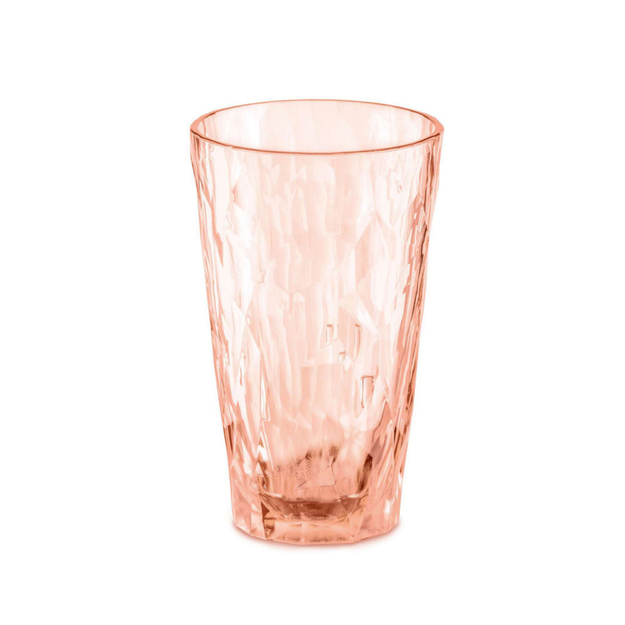 Koziol roze drinkglas 300 ml met reliëfstructuur – onderdeel van 6-delige set, duurzaam en breukvrij.
