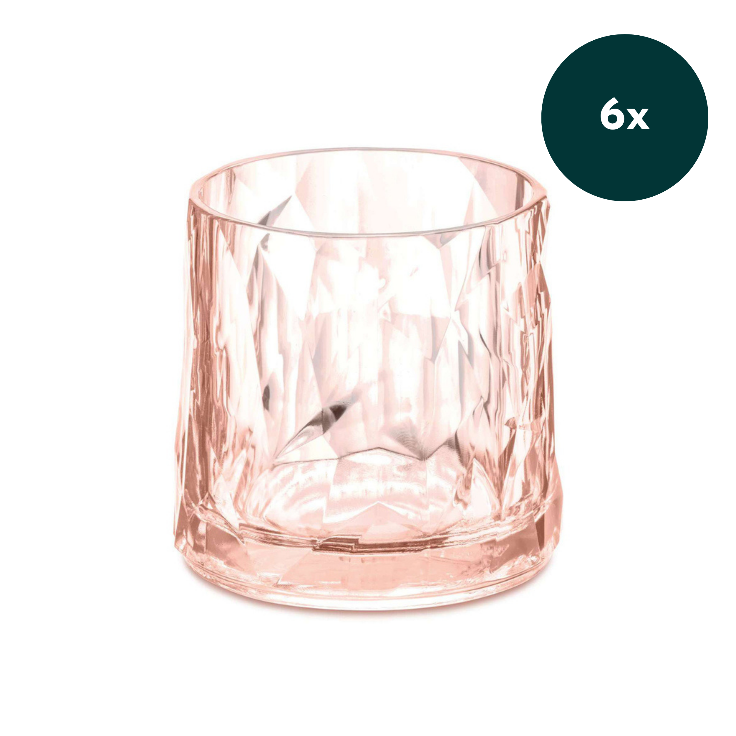 roze waterglas 250 ml Koziol Club No. 2 – enkel glas met reliëfstructuur, set van 6